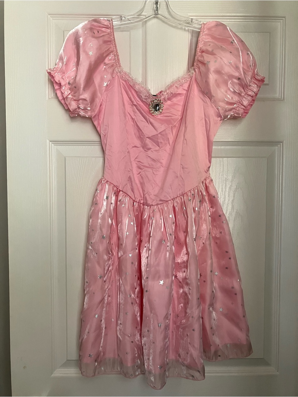 Pink Sparkle Mini Dress with Gem Accent